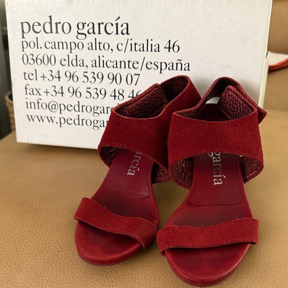 Pedro Garcia Burgundy/Red Women's Suede Sandals size 37 - Picture 1 of 7